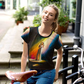 SurArt 69 all-over print crop tee front view.